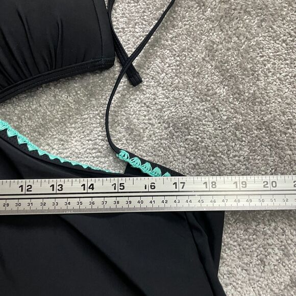 Unbranded Swimwear Tankini Womens Medium Black Halter Cutout Stitch Summer Beach - Picture 4 of 6